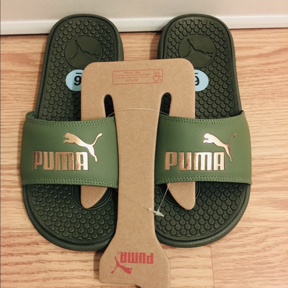 puma slides green